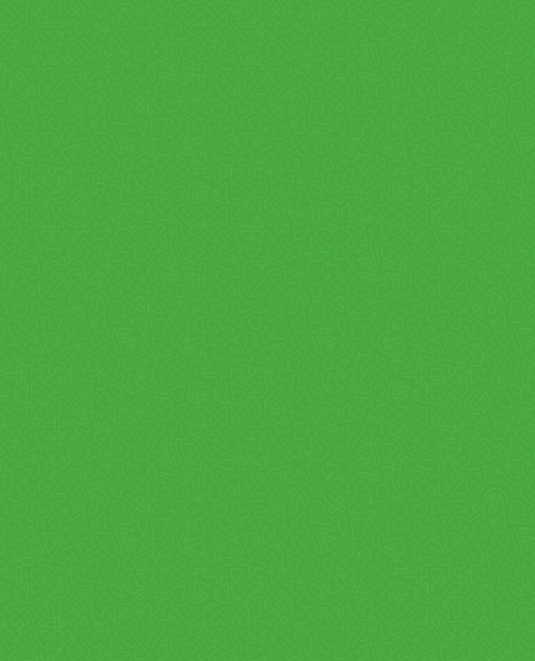 Grønt tapet m. folkekirkens symboler 