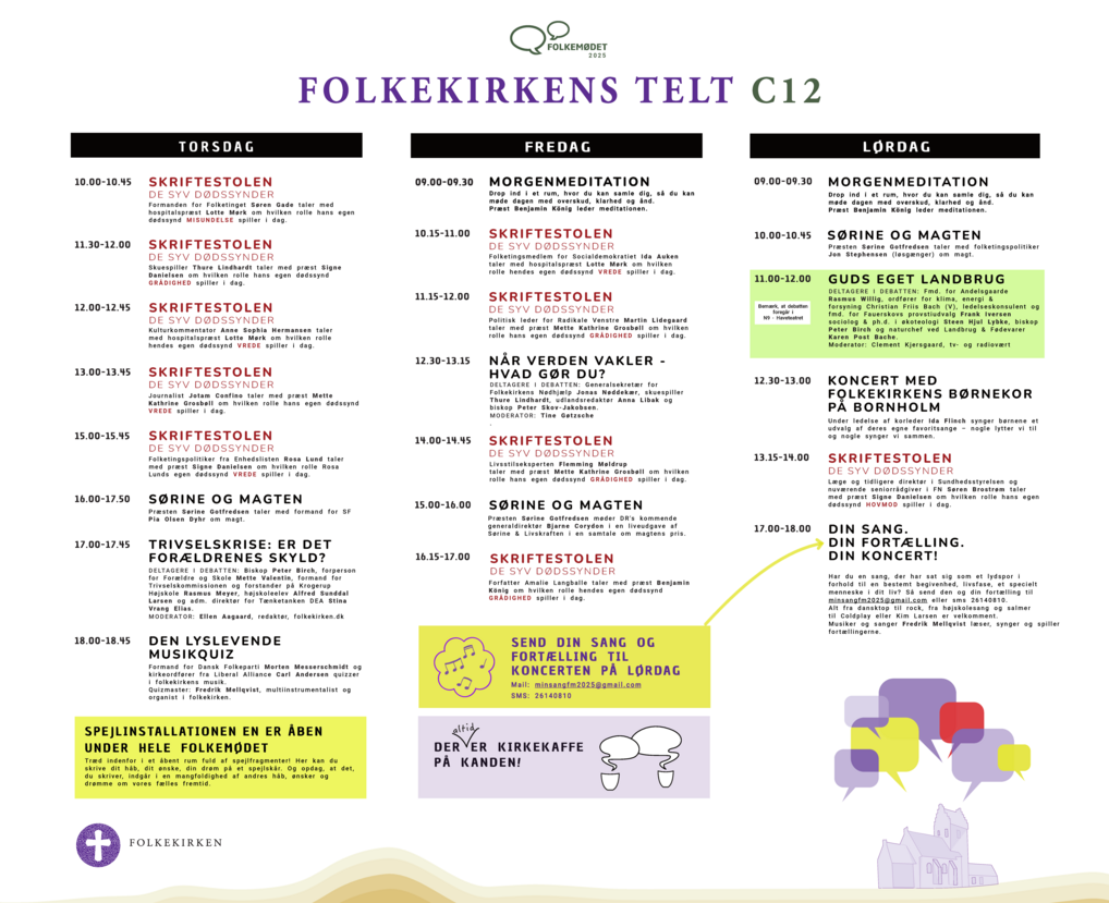 Program for folkekirken på Folkemødet 2025 Program for folkekirken på Folkemødet 2025